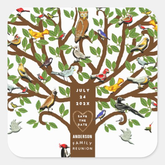 Familie reünie sparen de Datum Vierkante Sticker (Voorkant)