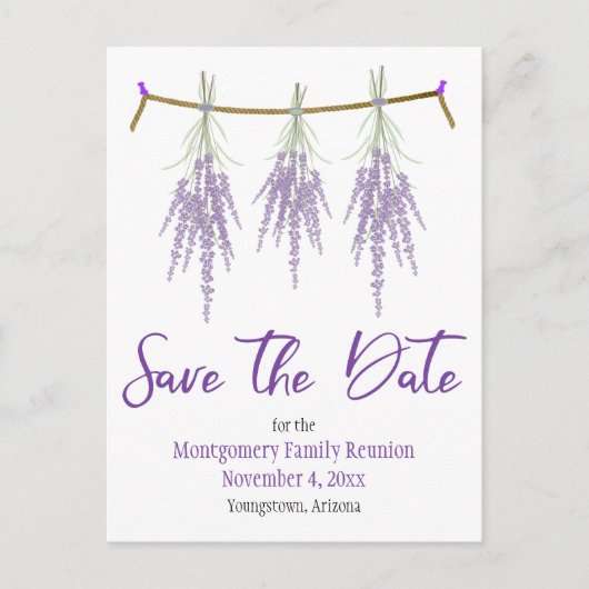 Familie reünie sparen de Dry Lavender Bundels Aankondigingskaart (Voorkant)