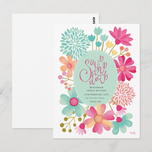 Familie reünie sparen het Briefkaart van de Partij (Voorkant / Achterkant)