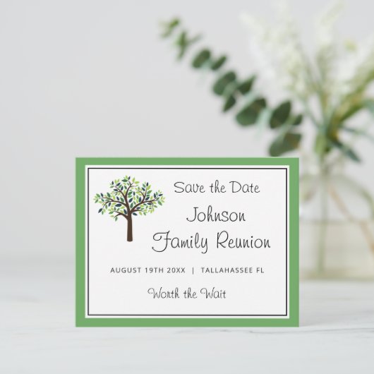 Familie Reünie Stamboom Save the Date Briefkaart (Staand voorkant)