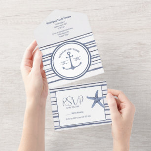 Familie reünie strand thema all in one uitnodiging