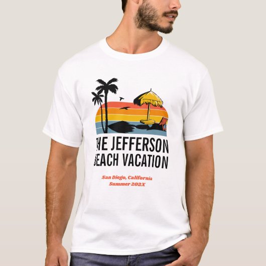 Familie Reünie Strand Vakantie Retro Sunset Custom T-shirt (Voorkant)