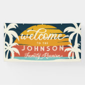  familie reünie strand zonsondergang welkom spandoek (Horizontaal)