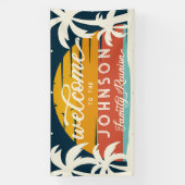  familie reünie strand zonsondergang welkom spandoek (Verticaal)