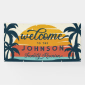  familie reünie strand zonsondergang welkom spandoek (Horizontaal)