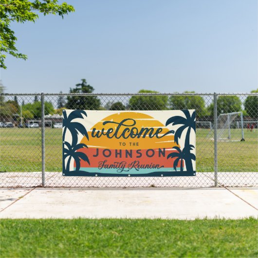  familie reünie strand zonsondergang welkom spandoek (Insitu)