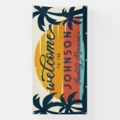  familie reünie strand zonsondergang welkom spandoek (Verticaal)