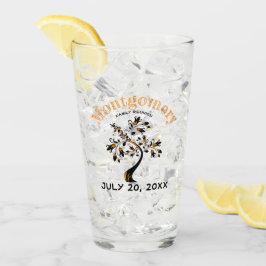 Familie reünie Trendy Oranje Black Tree Artwork Glas