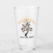 Familie reünie Trendy Oranje Black Tree Artwork Glas (Voorkant)