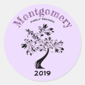 Familie reünie Trendy Paars Black Tree Aangepast Ronde Sticker (Voorkant)
