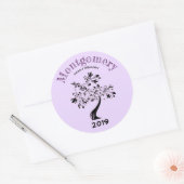 Familie reünie Trendy Paars Black Tree Aangepast Ronde Sticker (Envelop)