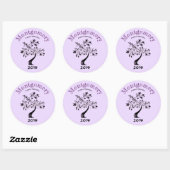 Familie reünie Trendy Paars Black Tree Aangepast Ronde Sticker (Vel)