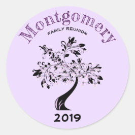 Familie reünie Trendy Paars Black Tree Aangepast Ronde Sticker