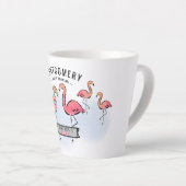 Familie Reünie Tropische Roze Flamingo Custom Name Latte Mok (Rechterhoek)