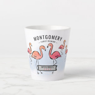 Familie Reünie Tropische Roze Flamingo Custom Name Latte Mok