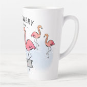Familie Reünie Tropische Roze Flamingo Custom Name Latte Mok (Rechts)
