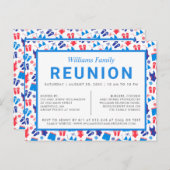 Familie reünie uitnodiging rood wit blauw (Voorkant / Achterkant)