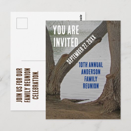 Familie Reünie uitnodiging Rustieke Lake Vakantie (Voorkant / Achterkant)