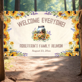 Familie Reünie Verjaardag Bos Cabin Zonnebloem Spandoek