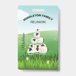 Familie reünie verzamelt vun Sheep Black White Badge