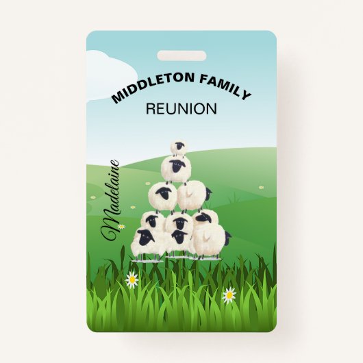 Familie reünie verzamelt vun Sheep Black White Badge (Voorkant)