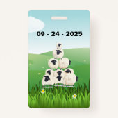 Familie reünie verzamelt vun Sheep Black White Badge (Achterkant)