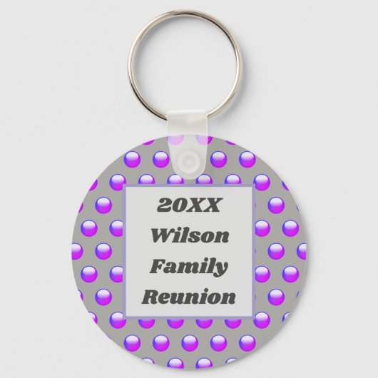 Familie reünie Vibrant Paars Polka Dot Keepomwille Sleutelhanger (Voorkant)