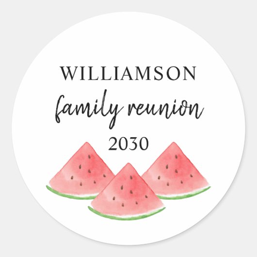 Familie reünie Watermelon Ronde Sticker (Voorkant)