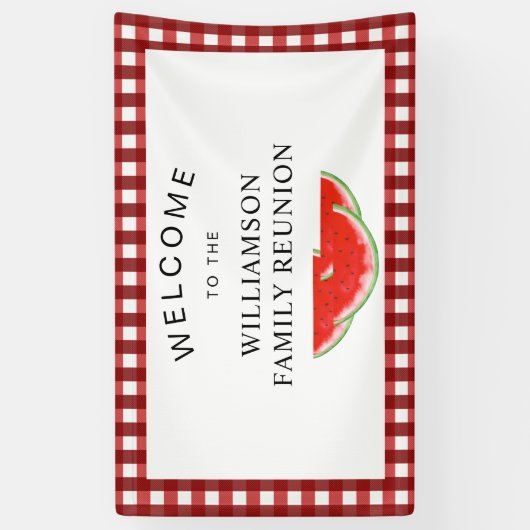 Familie Reünie Watermelon Welkom Spandoek (Verticaal)