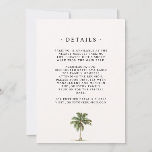 Familie Reünie Waterverf Palm Tree Beach Party Kaart (Achterkant)