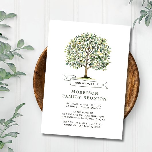 Familie Reünie Waterverf Tree Kom samen Kaart