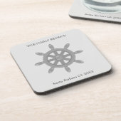 Familie reünie & Zilver Shield Wheel op Light Grey Bier Onderzetter (Linkerzijde)