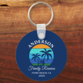 Familie Reünie Zomer Strand Palm Trees Blauw Sleutelhanger (Voorkant)