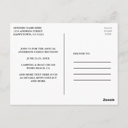 Familie Reünie Zomer Strand Palm Trees Briefkaart (Achterkant)