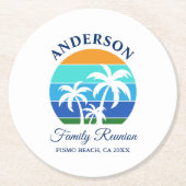 Familie Reünie Zomer Strand Palm Trees Ronde Kartonnen Onderzetter (Voorkant)