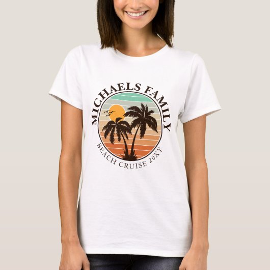 Familie Reünie Zomer Zonsondergang Strand Palm Tre T-shirt (Voorkant)