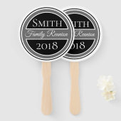 Familie reünie zwart badge handwaaier (Voorkant en achterkant)