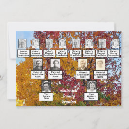 Familie reunion 3 Generatieherfst kleurrijke boom Kaart