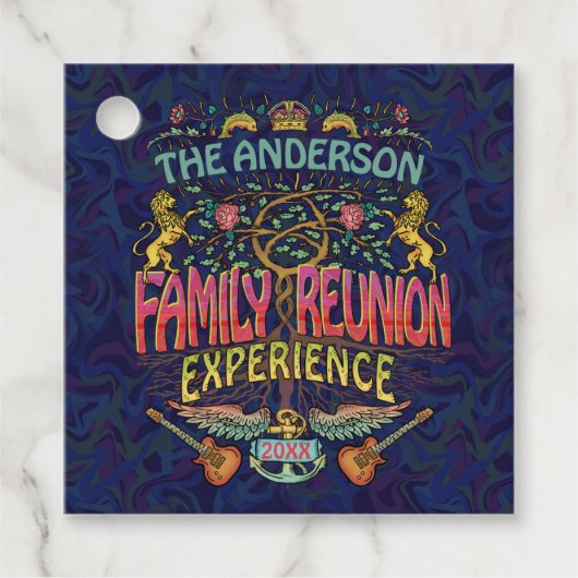 Familie reunion Band Retro 70s Concert Logo Custom Bedankjes Labels (Voorkant)