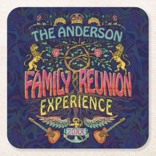 Familie reunion Band Retro 70s Concert Logo Custom Kartonnen Onderzetters