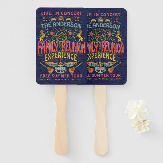 Familie reunion Band Retro 70s concert Logo Handwaaier (Voorkant en achterkant)