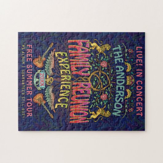 Familie reunion Band Retro 70s concert Logo Legpuzzel (Horizontaal)