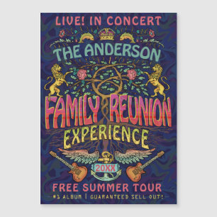 Familie reunion Band Retro 70s concert Logo Magnetische Uitnodiging