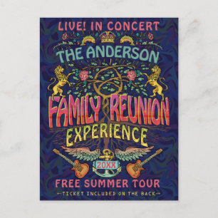 Familie reunion Band Retro 70s Concert Ticket Them Briefkaart