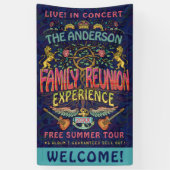 Familie reunion Band Retro 70s concert welkomstnaa Spandoek (Verticaal)