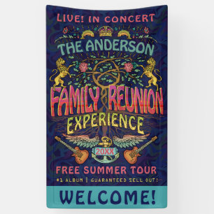 Familie reunion Band Retro 70s concert welkomstnaa Spandoek