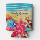 Familie reunion Beach Umbrellas op de zand Blikjeskoeler (Achterkant)