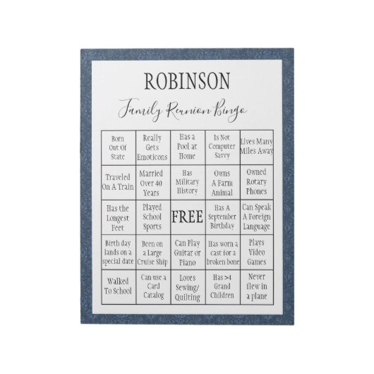 Familie reunion Bingo Game 1 Notitieblok (Linkerzijde)