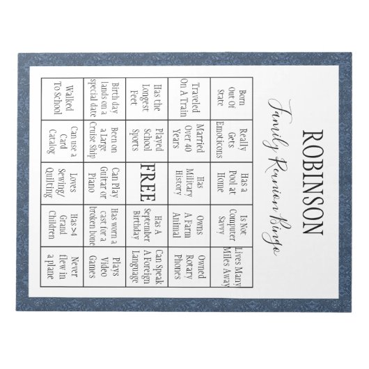 Familie reunion Bingo Game 1 Notitieblok (Voorkant)