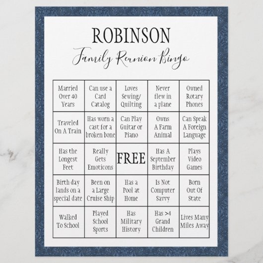 Familie reunion Bingo Game 2 (Voorkant)